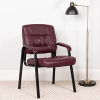 Flash Furniture Burgundy Leather Guest / Reception Chair with Black Frame Finish BT-1404-BURG-GG